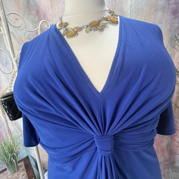 📌Jones New York Work-to- Weekend Soft Flowing Fabric Short Sleeves Midi Dress - Picture 4 of 16